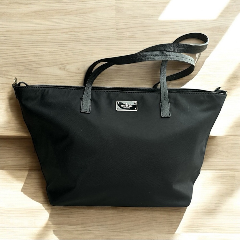 Kate Spade Black Nylon Tote Bag Laptop Work Travel Shoulder Bag